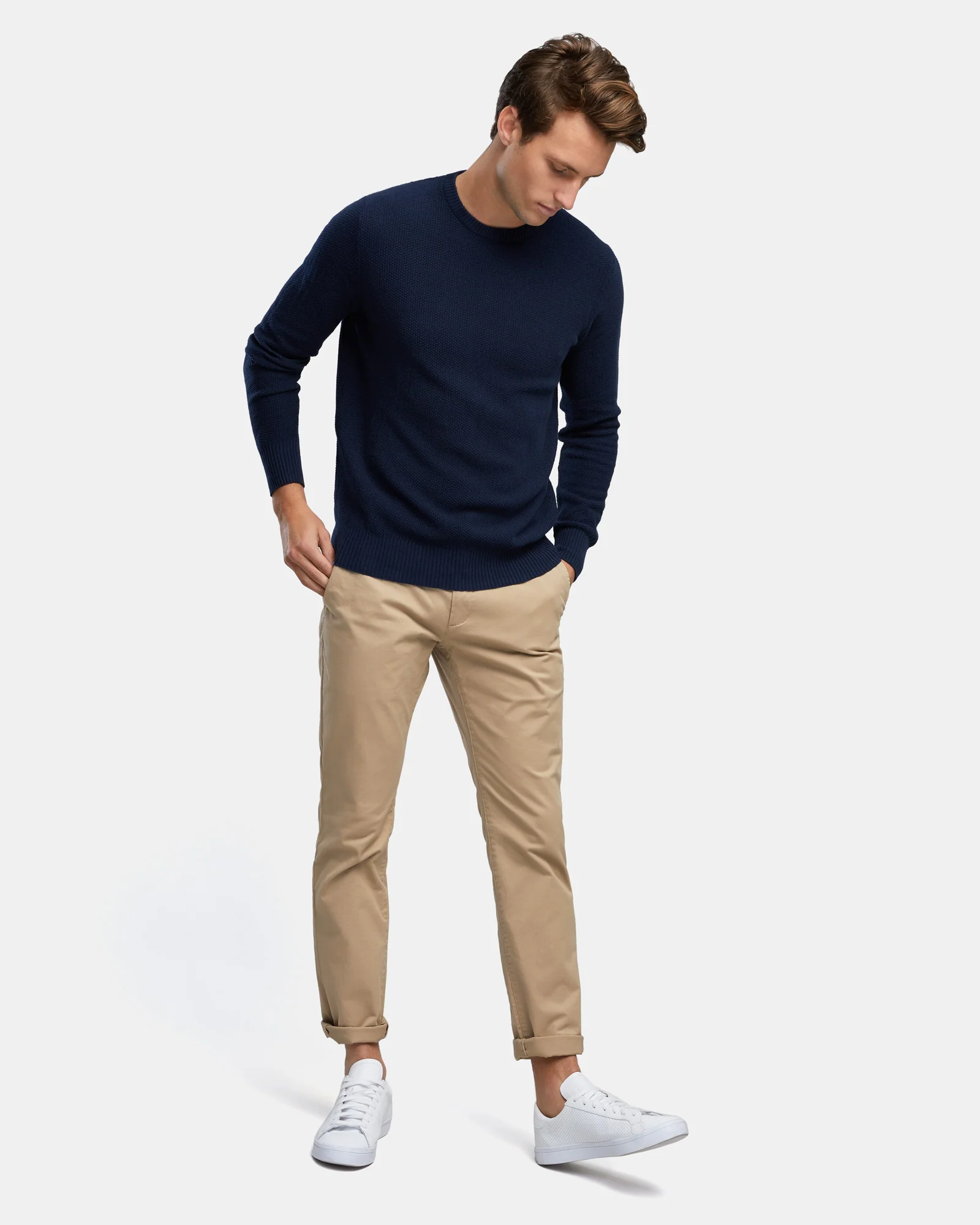 TEXTURED COTTON CREW KNIT - Image 3